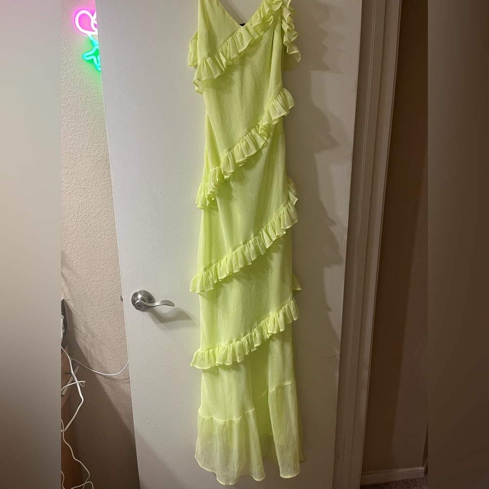 Nasty Gal chartreuse maxi dress